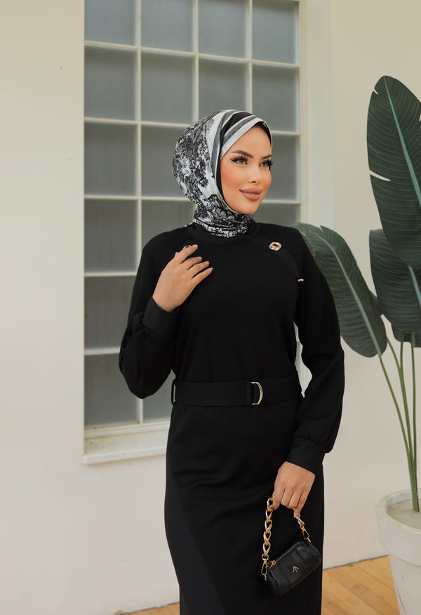 DÜĞME DETAYLI  ELBİSE