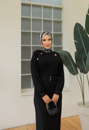 DÜĞME DETAYLI  ELBİSE