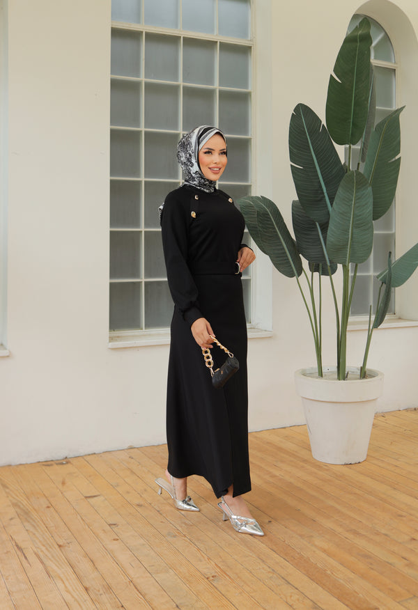 DÜĞME DETAYLI  ELBİSE