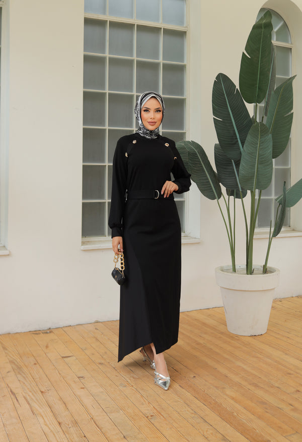 DÜĞME DETAYLI  ELBİSE