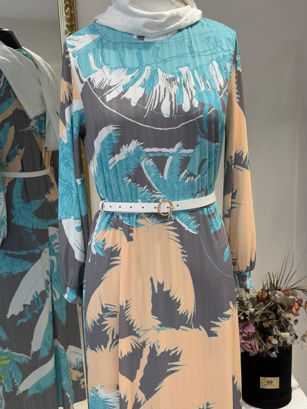 PALMİYE DESEN ELBİSE