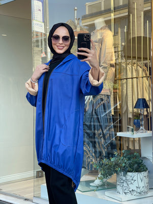 KAPŞONLU UZUN DERİ CEKET