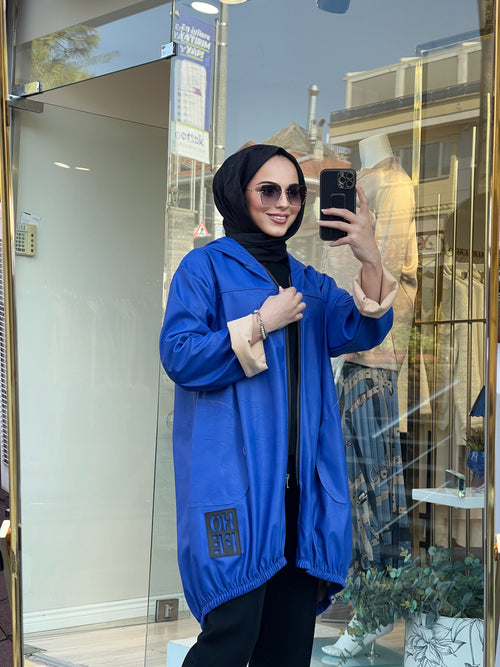 KAPŞONLU UZUN DERİ CEKET