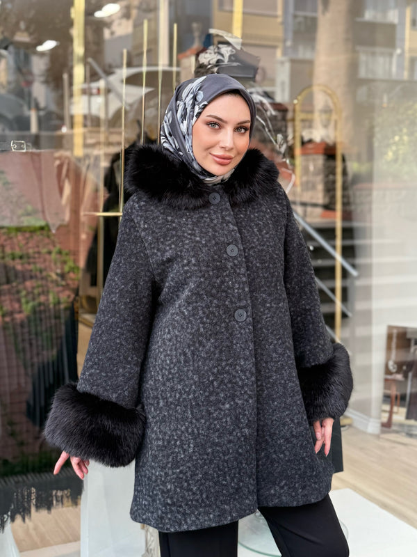 KÜRK DETAYLI İTHAL CEKET