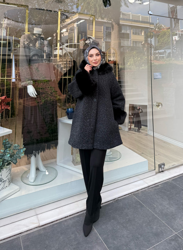 KÜRK DETAYLI İTHAL CEKET