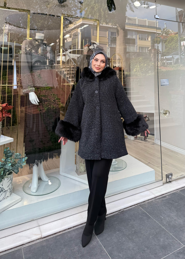 KÜRK DETAYLI İTHAL CEKET