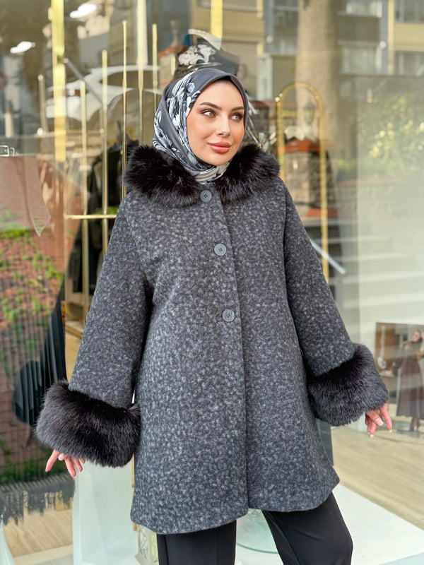 KÜRK DETAYLI İTHAL CEKET