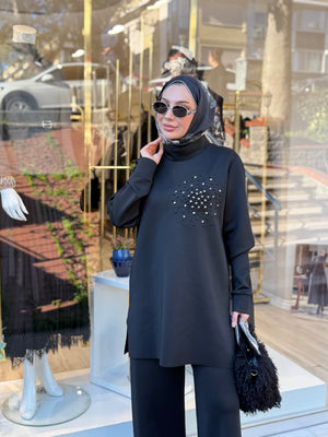 SCUBA İNCİLİ TAŞLI SWEATSHİRT