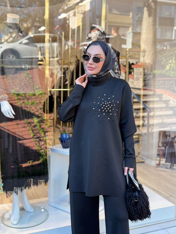 SCUBA İNCİLİ TAŞLI SWEATSHİRT