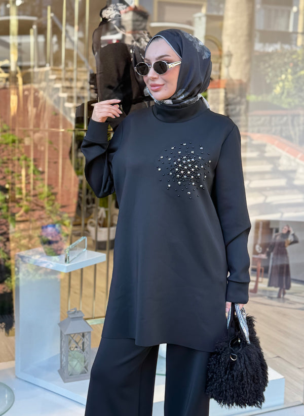 SCUBA İNCİLİ TAŞLI SWEATSHİRT