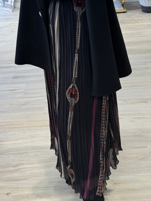 ŞİFON BOYUNA ZİNCİR PLİSE ETEK