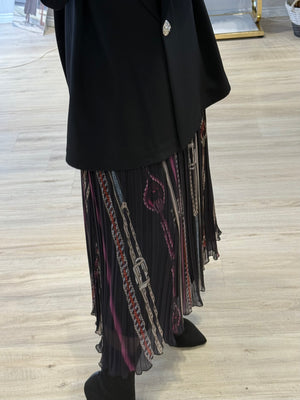 ŞİFON BOYUNA ZİNCİR PLİSE ETEK