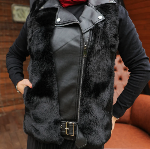 SUNİ DERİ KÜRK MOTOSİKLET YELEK